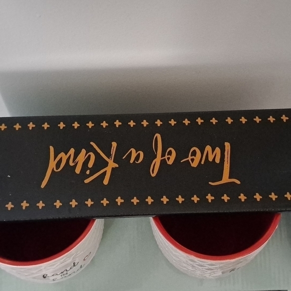 TWO of a KIND MUG SET waffle design ivory Red LOVE HEARTS COUPLES wedding gift - Picture 4 of 6